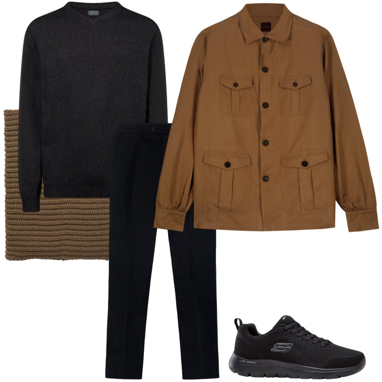 Outfit uomo - Urban style. Stile Urban per Tutti i giorni. Abbinamento con sneakers, scaldacollo, maglieria, cappotti, pantaloni.