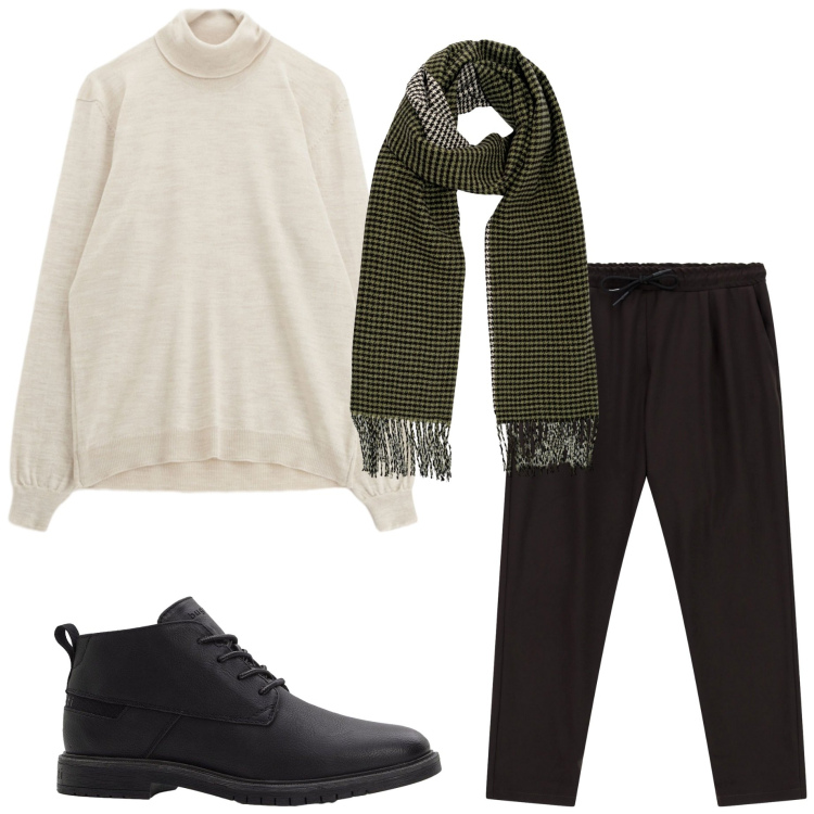 Outfit uomo - Total look #2272995. Stile Urban per Tutti i giorni. Abbinamento con stivali e stivaletti, pantaloni, maglieria, sciarpe.