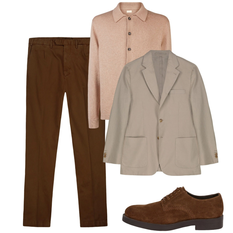 Outfit uomo - Caramello. Stile Casual per Tutti i giorni. Abbinamento con scarpe stringate, pantaloni, giacche, polo.