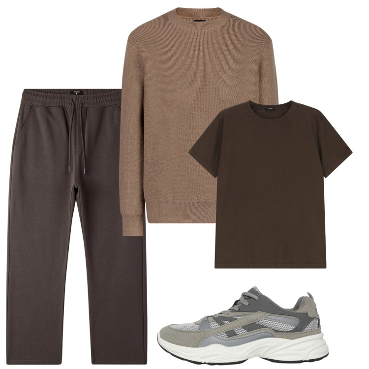 Outfit uomo - Basic. Stile Casual per Tutti i giorni. Abbinamento con sneakers, pantaloni, t-shirt, maglieria.