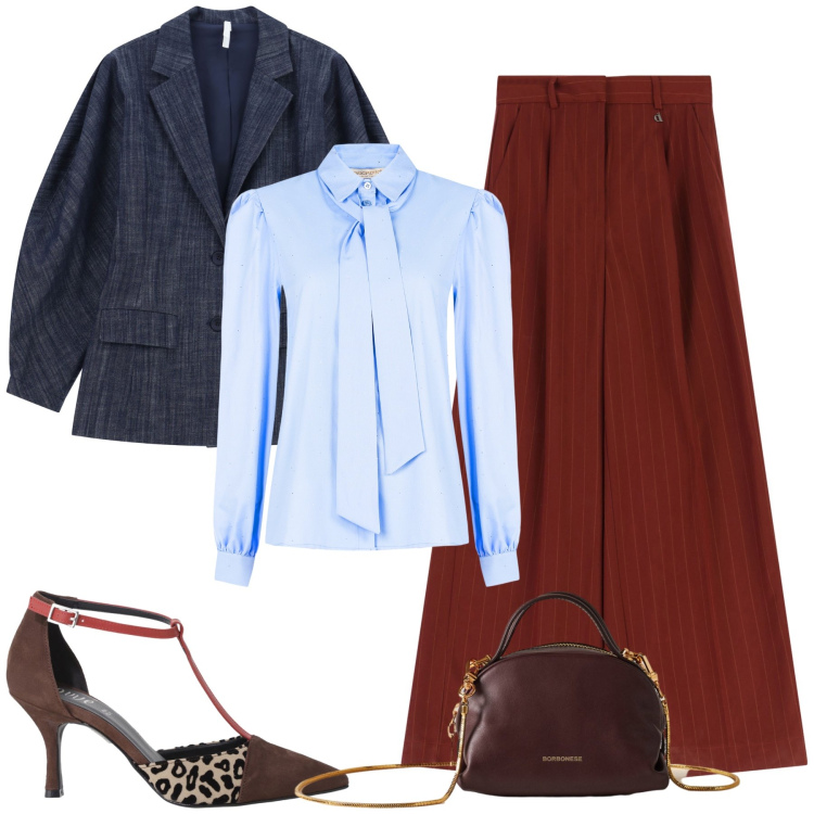 Outfit donna - Osare sempre!. Stile Glamour per Serata fuori. Abbinamento con camicie, blazer, décolleté, pantaloni a palazzo, borse a mano.
