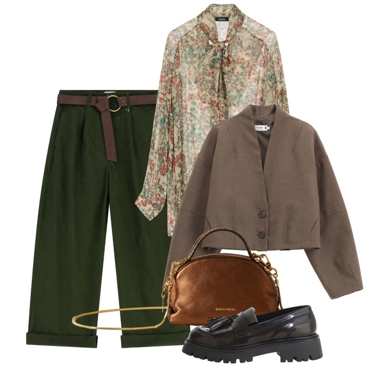 Outfit donna - Fino al pomeriggio. Stile Bon Ton per Tutti i giorni. Abbinamento con blazer, pantaloni, mocassini, camicie, borse a mano.