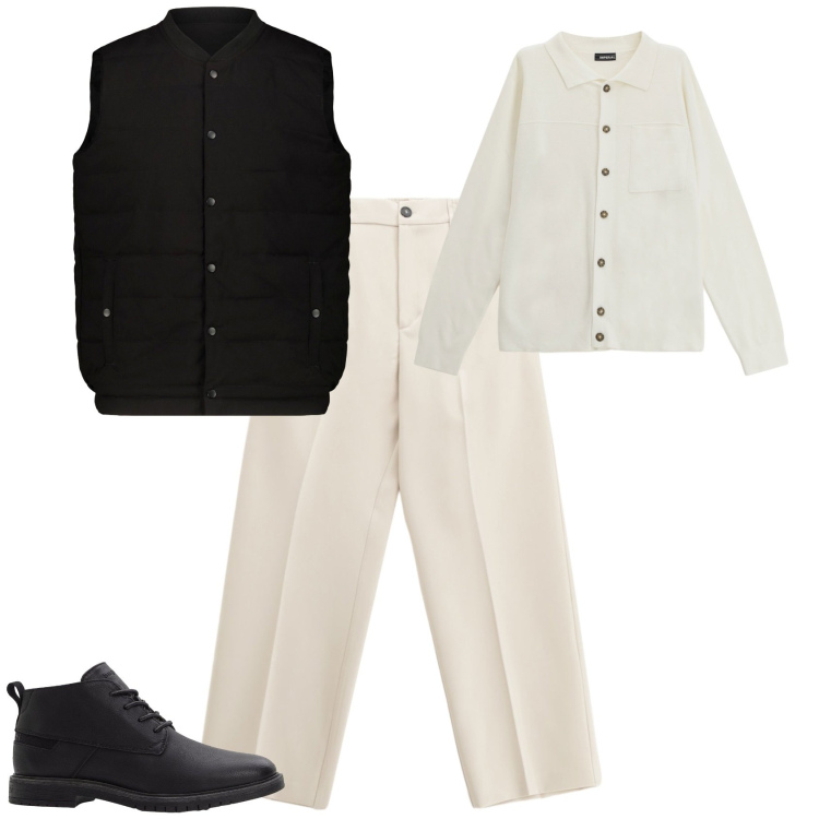 Outfit uomo - Trendy per il week end. Stile Trendy per Tutti i giorni. Abbinamento con stivali e stivaletti, pantaloni, cardigans, piumini.