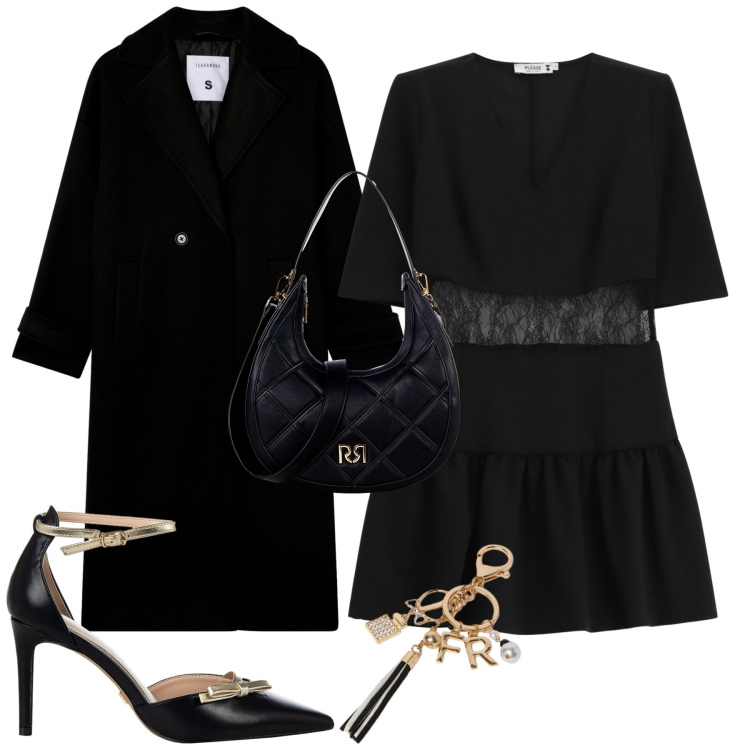 Outfit donna - Abito Imperial. Stile Chic per Serata fuori. Abbinamento con cappotti, borse a tracolla, décolleté, vestiti corti, portachiavi.