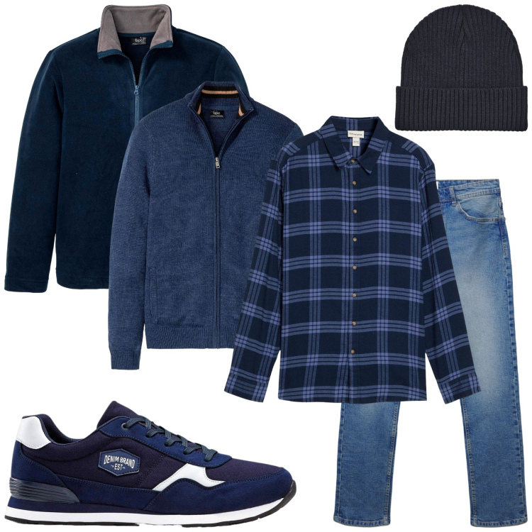 Outfit uomo - Jeans per un giorno. Stile Urban per Tutti i giorni. Abbinamento con sneakers, cardigans, giacche, camicie, berretti, jeans dritti.