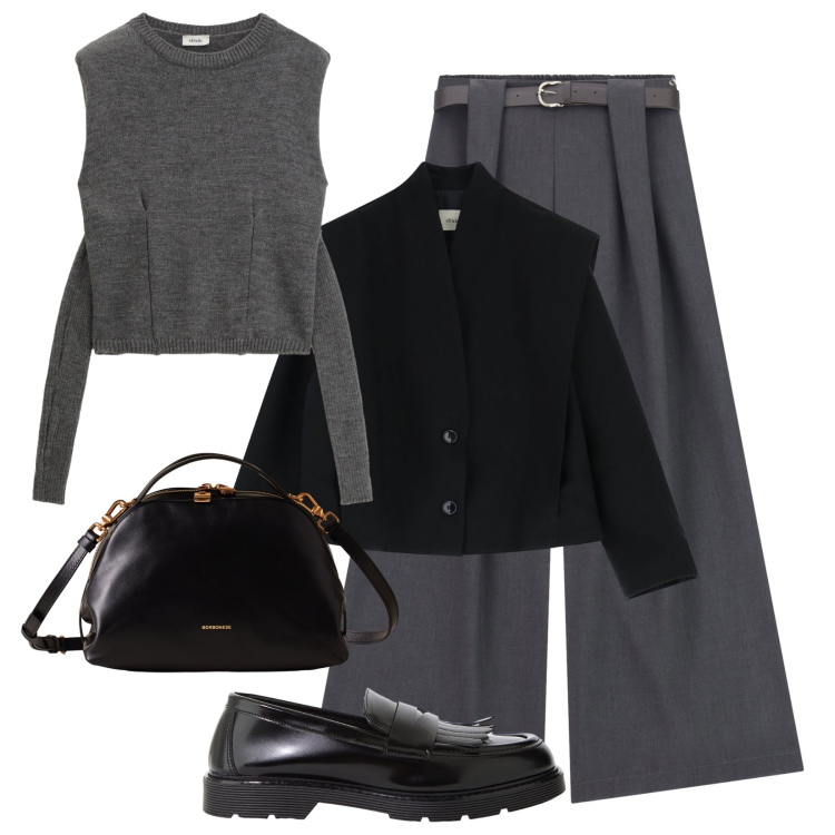 Outfit donna - Maglione con maniche removibili. Stile Casual chic per Tutti i giorni. Abbinamento con blazer, mocassini, maglieria, pantaloni, borse a mano.