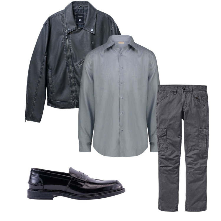 Outfit uomo - Total look #2273142. Stile Casual per Tutti i giorni. Abbinamento con pantaloni cargo, giacche, camicie, scarpe stringate.