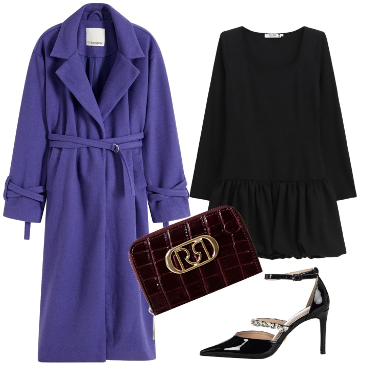 Outfit donna - Total look #2273165. Stile Glamour per Serata fuori. Abbinamento con cappotti, vestiti corti, portafogli, décolleté.