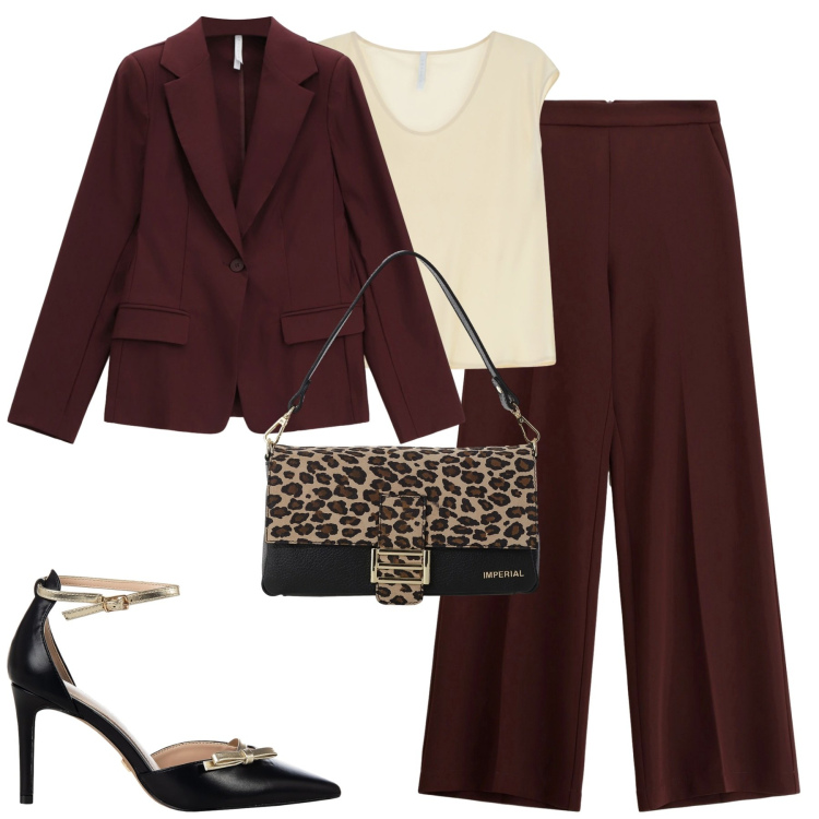 Outfit donna - Total look #2273212. Stile Trendy per Tutti i giorni. Abbinamento con décolleté, pantaloni, top, blazer, borse a spalla.