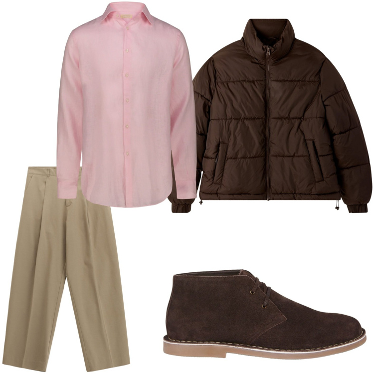 Outfit uomo - Il rosa nel guardaroba. Stile Casual per Tutti i giorni. Abbinamento con bomber, pantaloni, camicie, stivali e stivaletti.