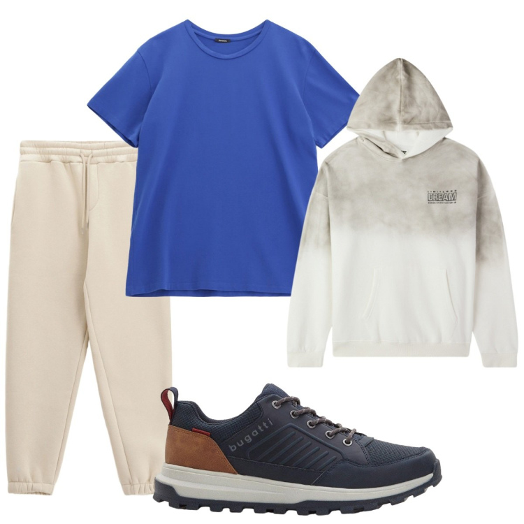 Outfit uomo - Total look #2273384. Stile Urban per Sport. Abbinamento con sneakers, felpe con cappuccio, t-shirt, pantaloni.