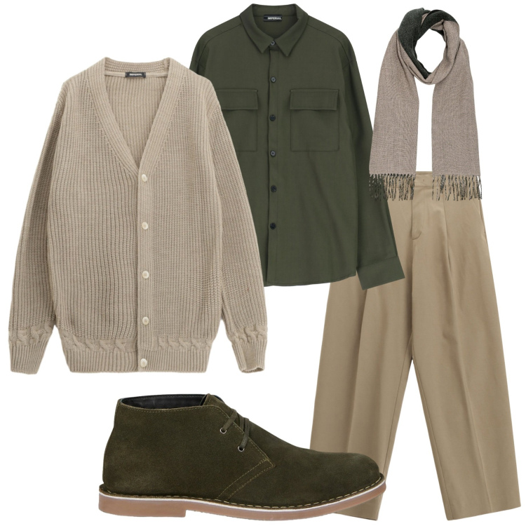 Outfit uomo - Imperial style. Stile Urban per Tutti i giorni. Abbinamento con pantaloni, camicie, cardigans, stivali e stivaletti, sciarpe.