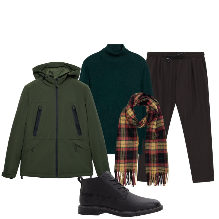 Outfit uomo - Total look #2273458. Stile Trendy per Tutti i giorni. Abbinamento con stivali e stivaletti, maglieria, giacche, pantaloni, sciarpe.