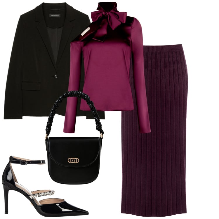 Outfit donna - Total look #2273459. Stile Chic per Tutti i giorni. Abbinamento con gonne longuette, borse a mano, décolleté, bluse, blazer.