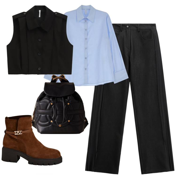 Outfit donna - Imperial. Stile Casual chic per Tutti i giorni. Abbinamento con zaini, stivaletti, jeans, camicie, gilet.