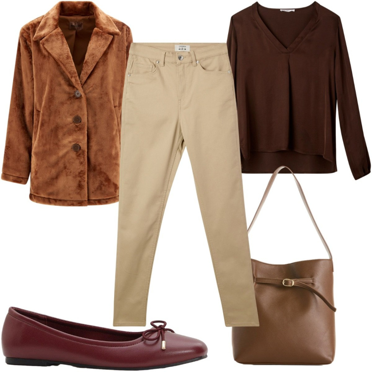 Outfit donna - Total look #2273495. Stile Basic per Tutti i giorni. Abbinamento con ballerine, borse a mano, pantaloni skinny, bluse, cappotti.