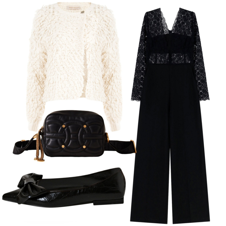 Outfit donna - Total look #2273542. Stile Chic per Serata fuori. Abbinamento con ballerine, cardigans, tute, borse a tracolla.