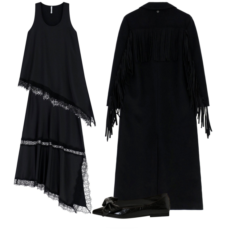 Outfit donna - Halloween. Stile Boho per Serata fuori. Abbinamento con ballerine, cappotti, gonne lunghe, top.
