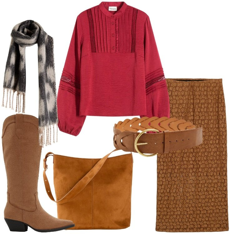 Outfit donna - Etnico per tutti i giorni. Stile Etnico per Tutti i giorni. Abbinamento con bluse, gonne lunghe, borse a mano, stivali, sciarpe, cinture.