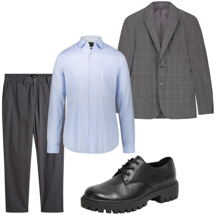 Outfit uomo - Colori sobri. Stile Trendy per Ufficio. Abbinamento con pantaloni chino, scarpe stringate, camicie, giacche.