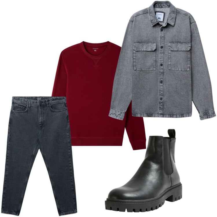 Outfit uomo - Stile consapevole. Stile Casual per Tutti i giorni. Abbinamento con stivali e stivaletti, felpe, jeans strappati, cappotti.