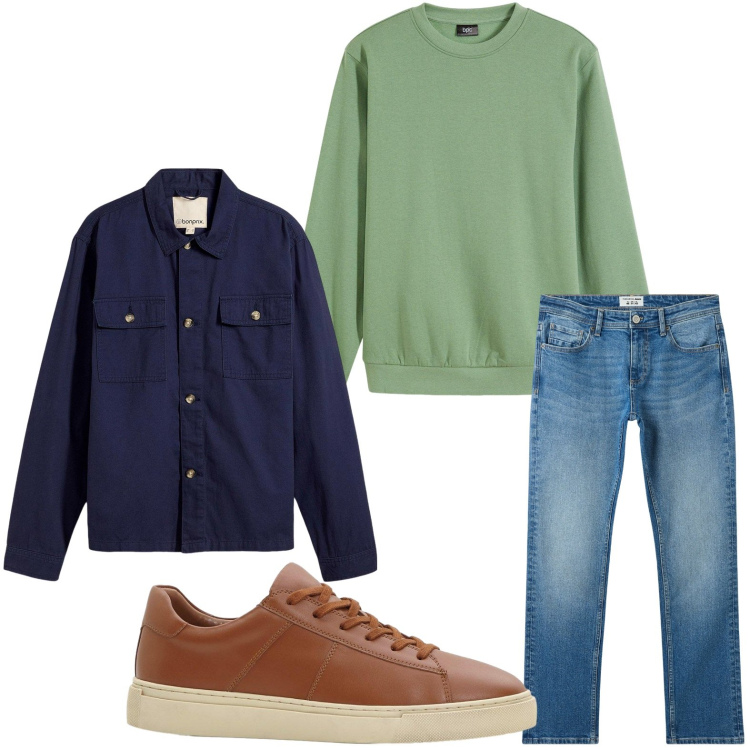 Outfit uomo - Look versatile. Stile Trendy per Tutti i giorni. Abbinamento con felpe, giacche, sneakers, jeans.