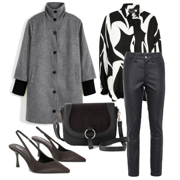 Outfit femme - Octobre. Style Glamour pour Tous les jours. Assortir avec chemisiers, sacs en bandoulière, pantalon skinny, manteaux, chaussures à talon.