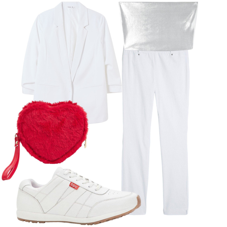 Outfit donna - Un fantasma innamorato. Stile Casual chic per Serata fuori. Abbinamento con sneakers, pantaloni, portafogli, blazer, top.