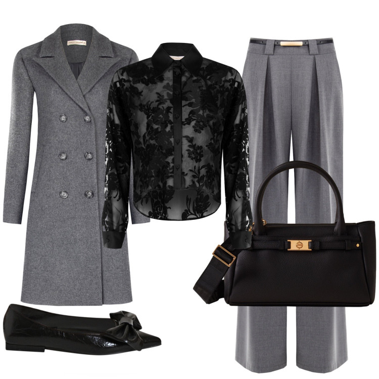 Outfit donna - Eleganti e sensuali. Stile Glamour per Serata fuori. look ideale per Tall. Abbinamento con camicie, ballerine, cappotti, pantaloni a palazzo, borse a mano.