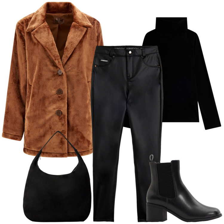 Outfit donna - Freddy. Stile Casual per Tutti i giorni. Abbinamento con stivaletti, borse a mano, pantaloni skinny, maglieria, cappotti.