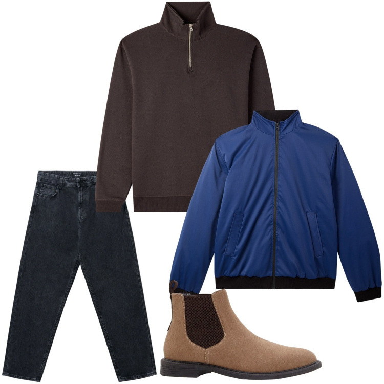 Outfit uomo - Trendy. Stile Trendy per Tutti i giorni. Abbinamento con stivali e stivaletti, giacche, jeans, felpe.