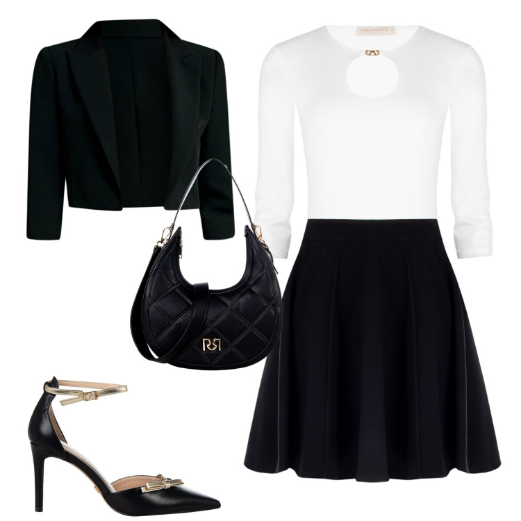 Outfit donna - Total look #2273740. Stile Chic per Cerimonia. Abbinamento con vestiti corti, borse a tracolla, décolleté, bolero.