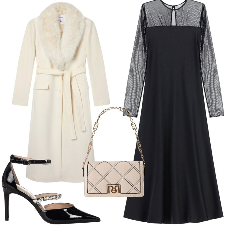 Outfit donna - Total look #2273754. Stile Glamour per Serata fuori. Abbinamento con cappotti, borse a tracolla, décolleté, vestiti lunghi.