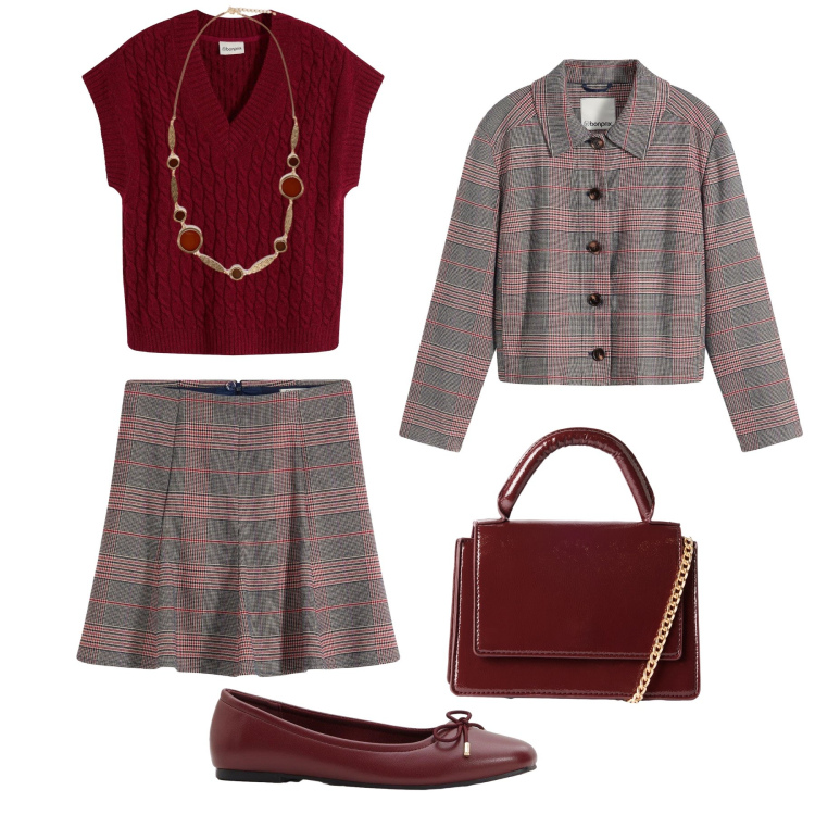 Outfit donna - Il completo vintage. Stile Vintage retrò per Tutti i giorni. Abbinamento con minigonne, ballerine, cappotti, maglieria, borse a tracolla, collane.