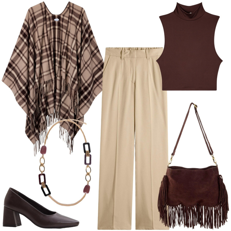 Outfit donna - Cioccolatino preferito: il cremino!. Stile Minimal per Tutti i giorni. Abbinamento con pantaloni, décolleté, borse a tracolla, top, cappotti, collane.