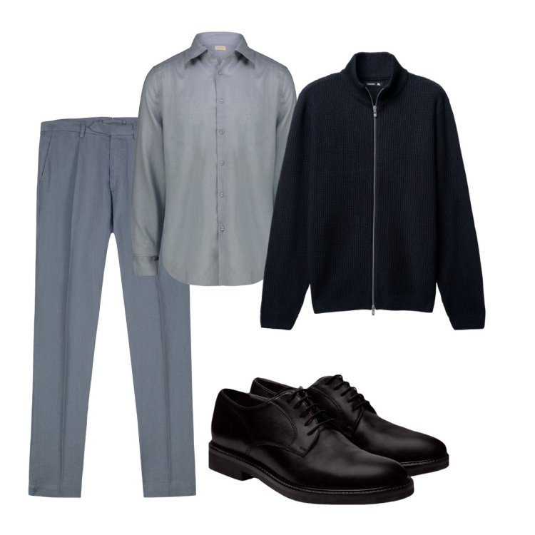 Outfit uomo - Total look #2273788. Stile Business/Elegante per Ufficio. Abbinamento con cardigans, scarpe stringate, camicie, pantaloni.