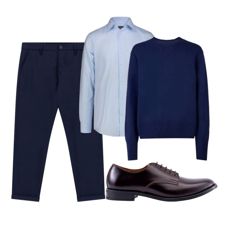 Outfit uomo - Total look #2273789. Stile Business/Elegante per Ufficio. Abbinamento con pantaloni, scarpe stringate, pullovers, camicie.