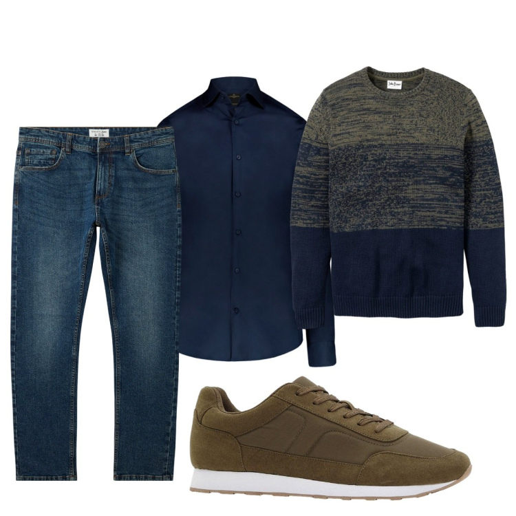 Outfit uomo - Total look #2273797. Stile Casual per Tutti i giorni. Abbinamento con maglieria, sneakers, jeans, camicie.