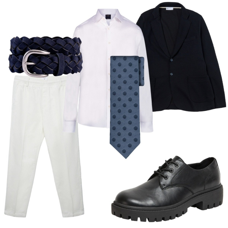 Outfit uomo - Total look #2274030. Stile Business/Elegante per Serata speciale. Abbinamento con scarpe stringate, giacche, pantaloni, camicie, cinture, cravatte.