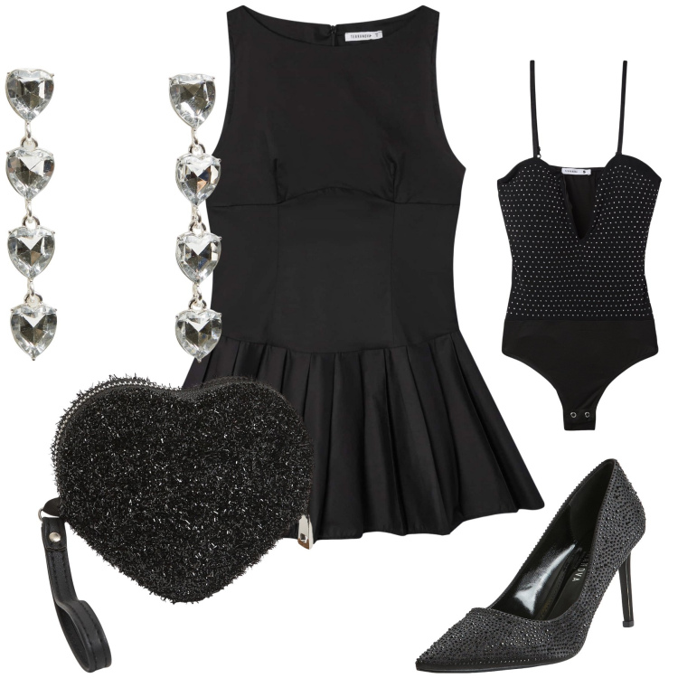 Outfit donna - From Bantoa with love. Stile Glamour per Serata fuori. Abbinamento con décolleté, orecchini, portafogli, body, vestiti senza maniche.