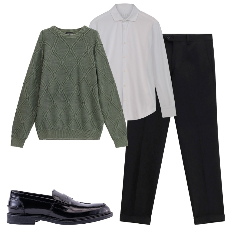 Outfit uomo - Total look #2274073. Stile Urban per Tutti i giorni. Abbinamento con pantaloni, maglieria, camicie, scarpe stringate.