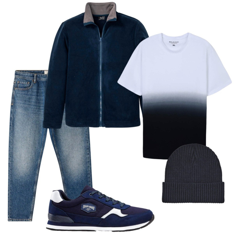 Outfit uomo - Total look #2274080. Stile Trendy per Tutti i giorni. Abbinamento con sneakers, giacche, jeans, berretti, t-shirt.