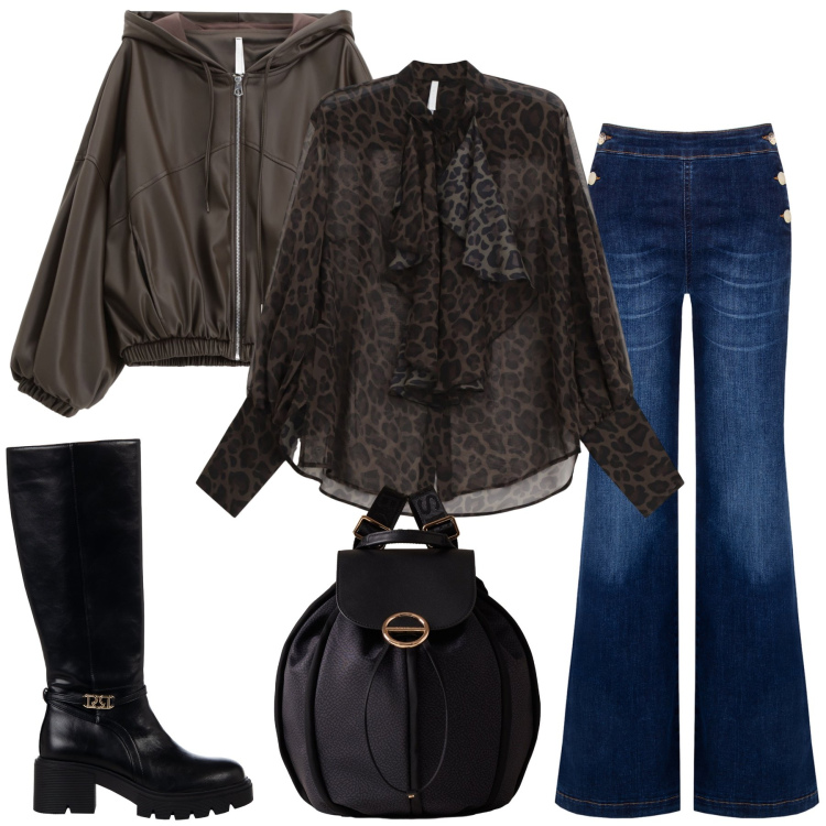 Outfit donna - Sportive ma d\'effetto. Stile Casual chic per Tutti i giorni. Abbinamento con jeans, stivali sopra il ginocchio, bomber, camicie, zaini.