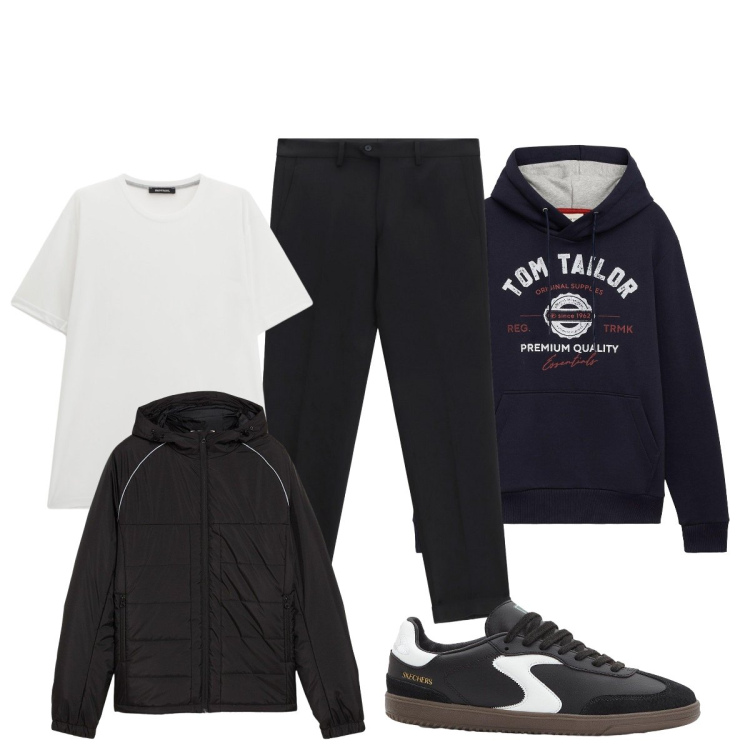 Outfit uomo - Total look #2274099. Stile Casual per Tutti i giorni. Abbinamento con sneakers, giacche, felpe con cappuccio, pantaloni, t-shirt.