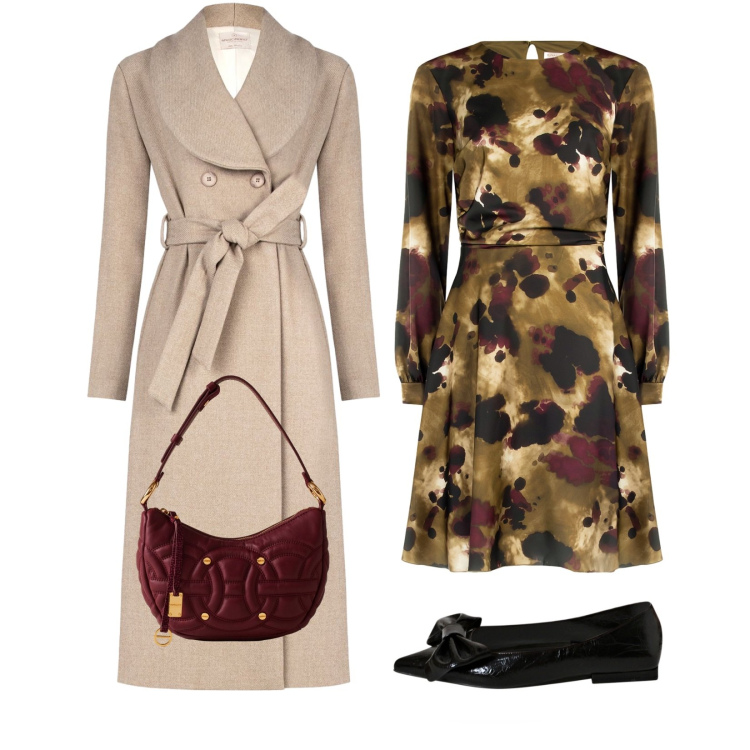 Outfit donna - Il cappotto doppiopetto. Stile Bon Ton per Ufficio. Abbinamento con ballerine, cappotti, vestiti midi/longuette, borse a spalla.