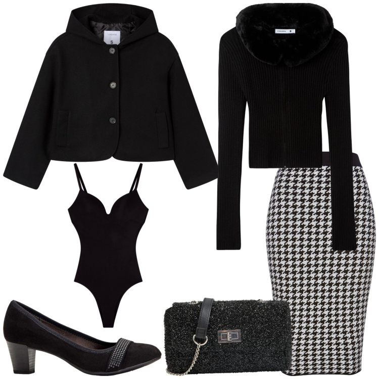 Outfit donna - Total look #2274130. Stile Vintage retrò per Serata fuori. Abbinamento con gonne, décolleté, cardigans, borse a tracolla, body, caban.