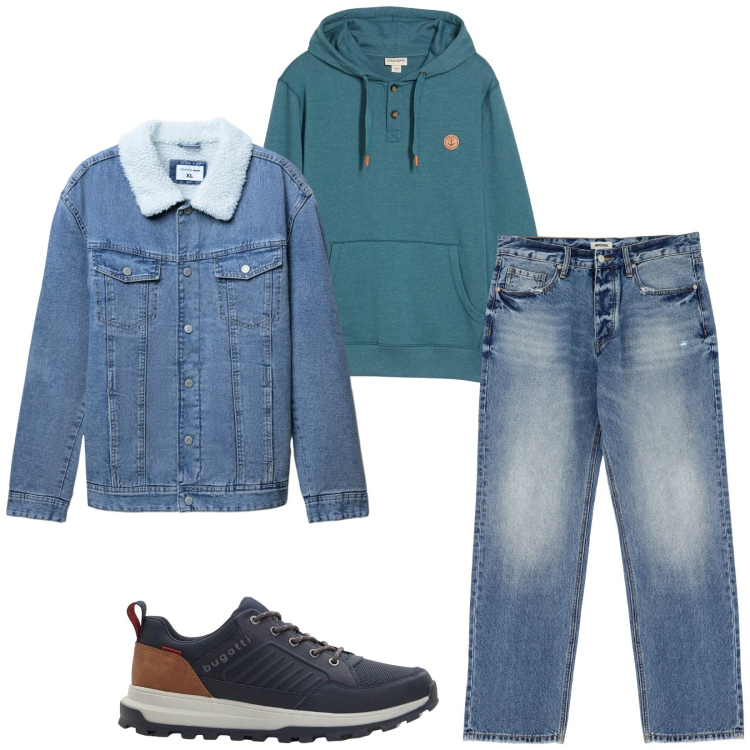 Outfit uomo - Total look #2274134. Stile Casual per Tutti i giorni. Abbinamento con sneakers, felpe con cappuccio, giacche, jeans.
