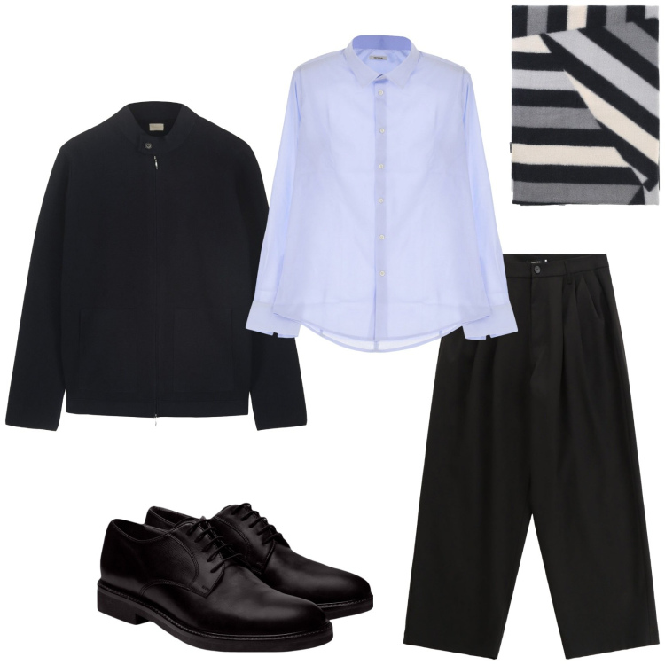 Outfit uomo - Total look #2274135. Stile Business/Elegante per Tutti i giorni. Abbinamento con camicie, pantaloni, sciarpe, scarpe stringate, giacche.