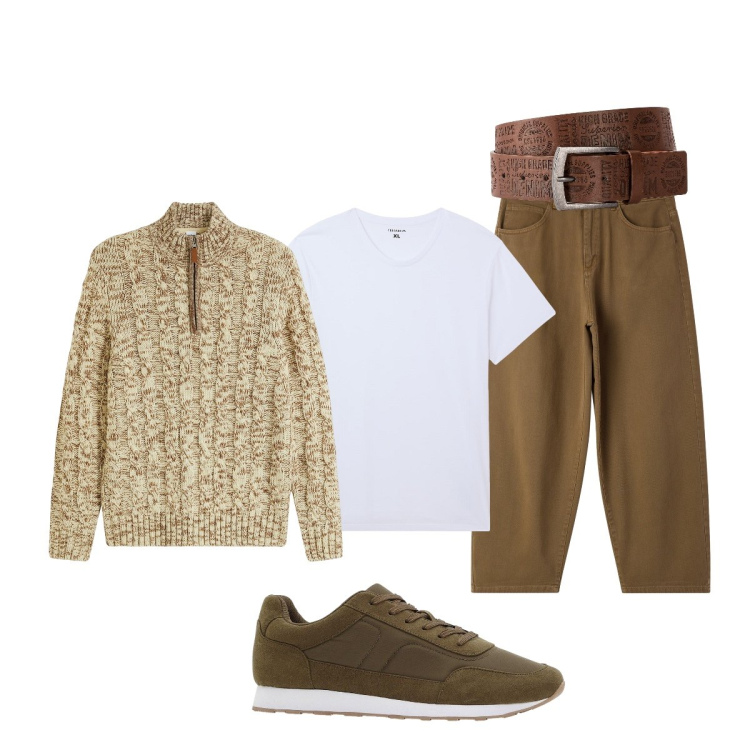 Outfit uomo - Total look #2274170. Stile Casual per Ufficio. Abbinamento con maglieria, sneakers, cinture, jeans, t-shirt.