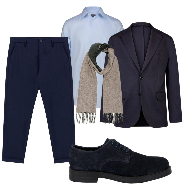 Outfit uomo - Total look #2274187. Stile Business/Elegante per Ufficio. Abbinamento con pantaloni, giacche, scarpe stringate, sciarpe, camicie.